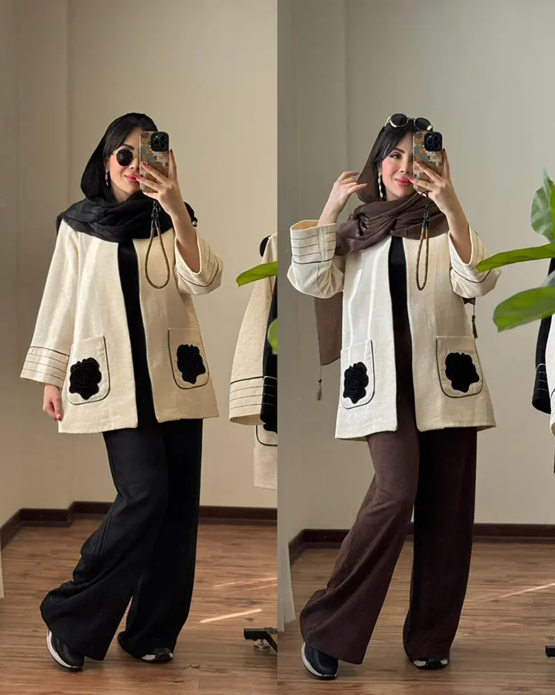 مانتو مخمل بیسکوییتی