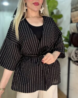 شومیز گره ای راه راه لمه شومیز گره ای راه راه لمه